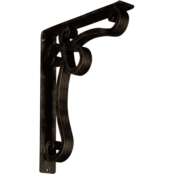 Ekena Millwork Orleans Wrought Iron Bracket, (Triple center brace), Antiqued Brass 2"W x 12"D x 15"H BKTM02X12X15TOLABS - main